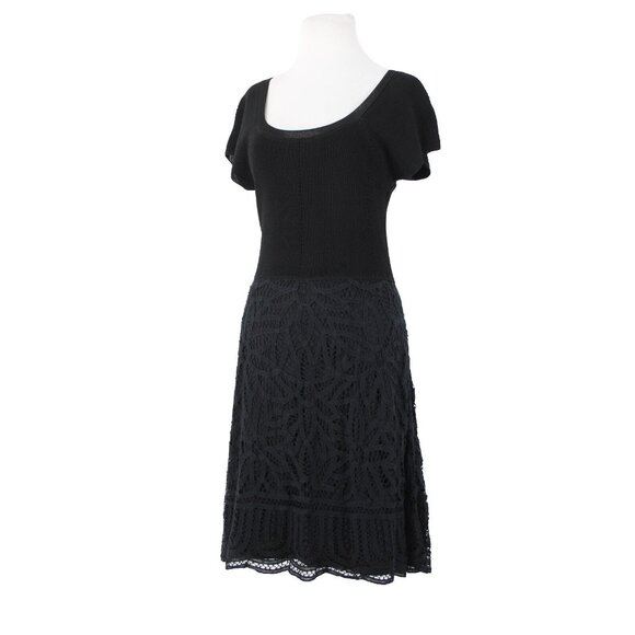 V Christina Dresses & Skirts - V Christina Sz M Black Lined Lace Bottom Cotton Viscose Spandex Fit Flare Dress